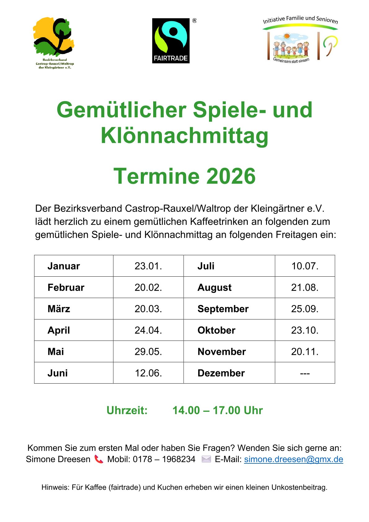 Gemütlicher Spiele- und Klönnachmittag